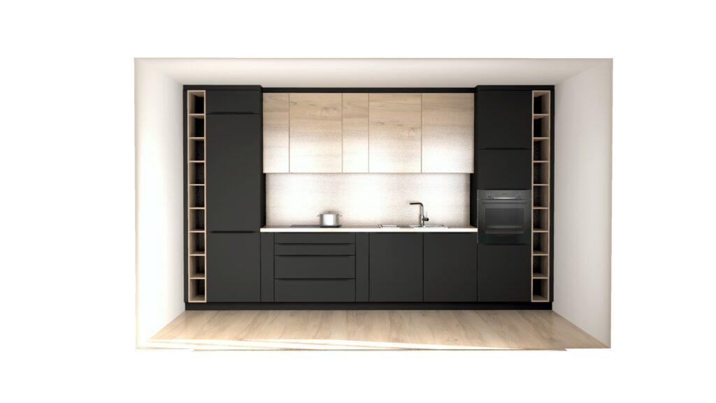 projet cuisine moderne noir et bois Dudelange ROTPUNKT